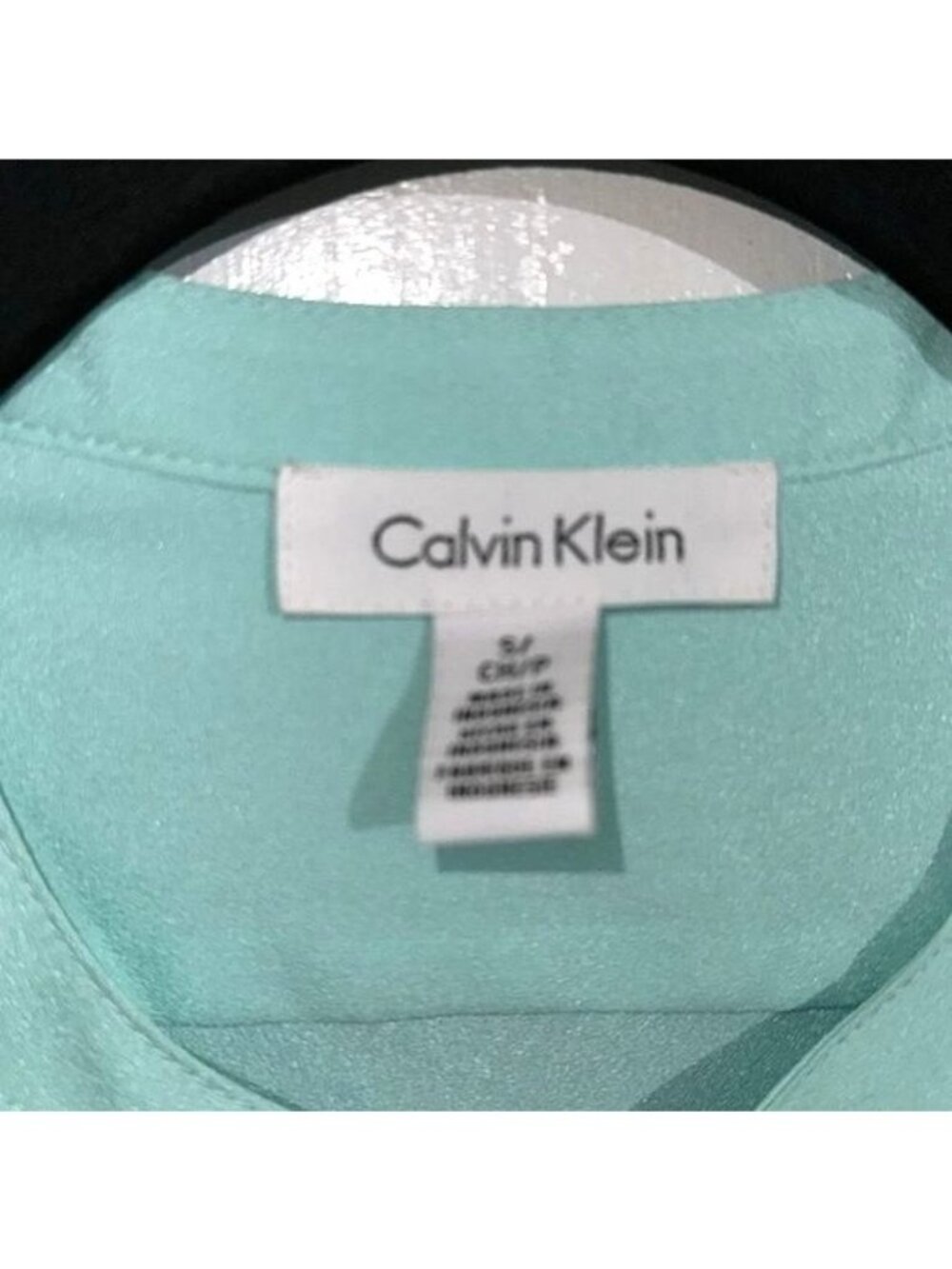 Calvin Klein Womens Long Sleeve Aqua Blouse Size S Polyester - Picture 2 of 10